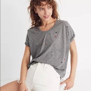 Madewell Women’s Embroidered U-Neck Tee Large